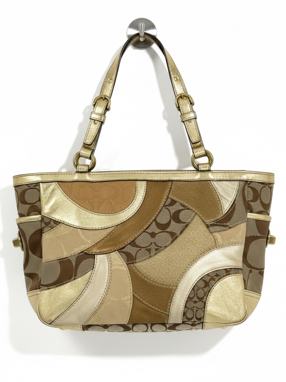COACH Vintage F14004 Mosaic Signature 
Patchwork Gallery Y2K Tote Satchel Purse